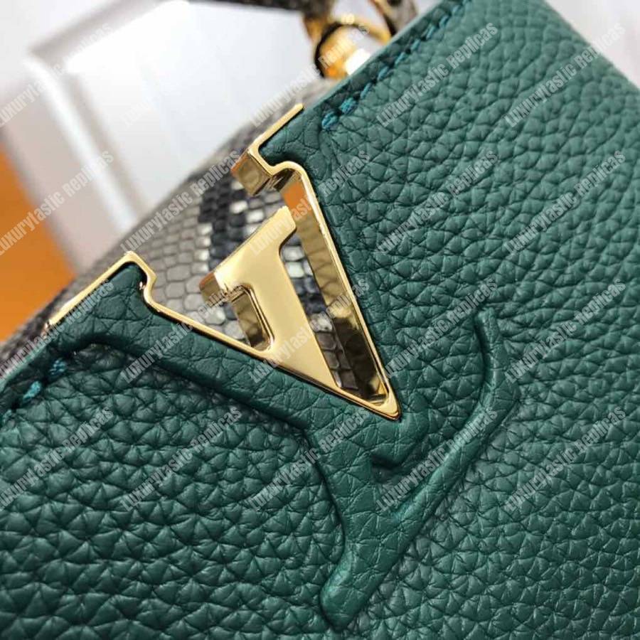 LV Capucines Mini Taurillon Python Emeraude