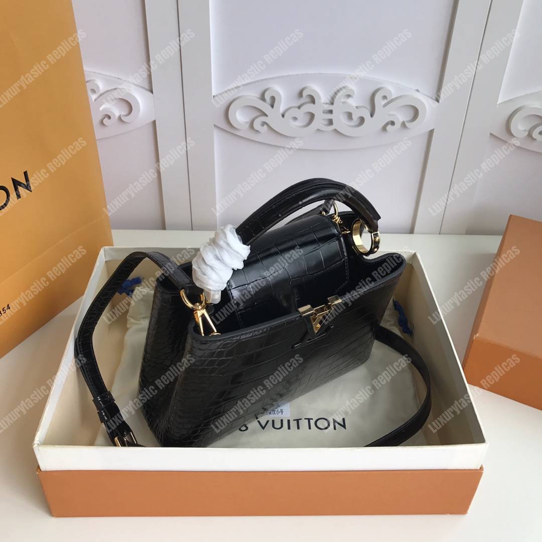 LV Capucines Mini Crocodilien Mat Black