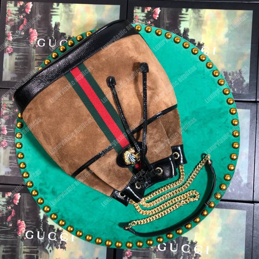 G*u*i rajah medium bucket bag brown