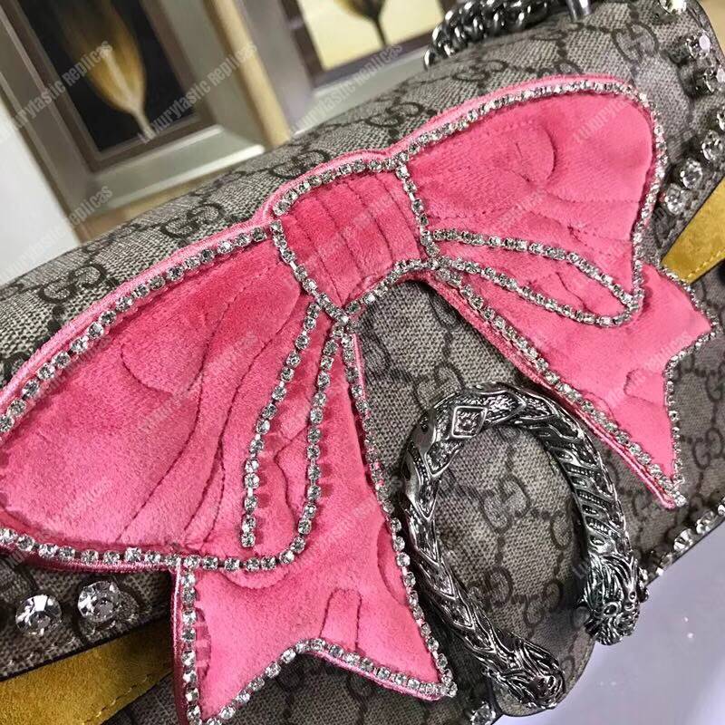 G*u*i dionysus crystal and pink bow shoulder bag