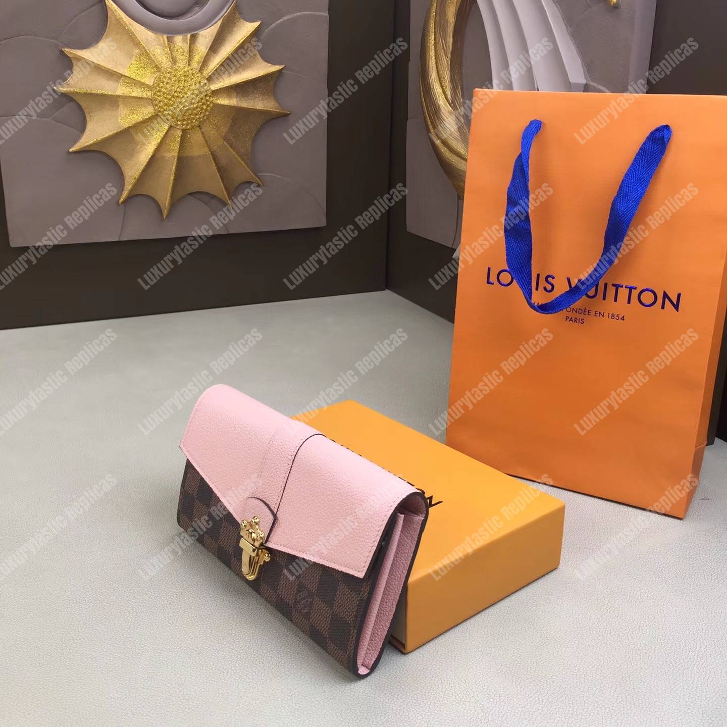 LV Clapton Wallet Damier Ebene Magnolia