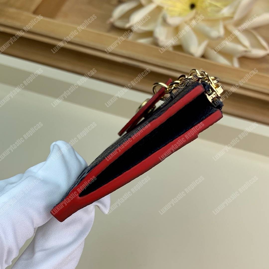 LV Zipped Card Holder Monogram Navy Red