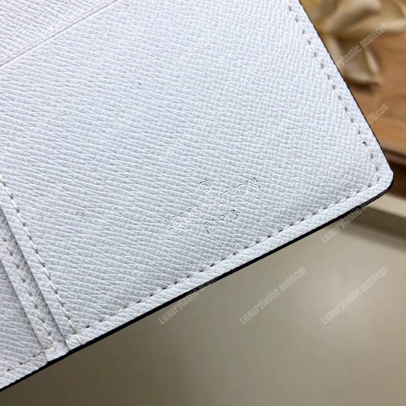LV Brazza Wallet K45 Taiga Monogram Blanc