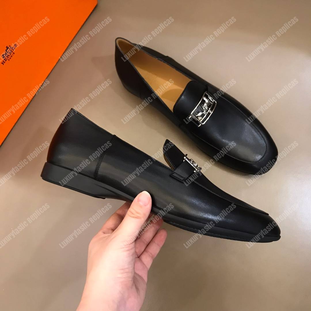 H**mes tenor loafer black leather