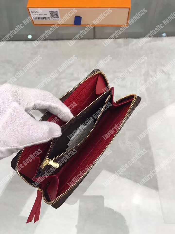 LV Clemence Wallet Damier Ebene Cherise