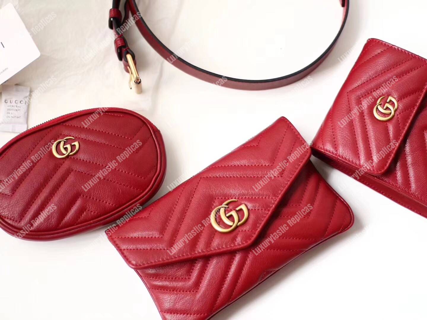 G*u*i gg marmont matelassé belt bag red
