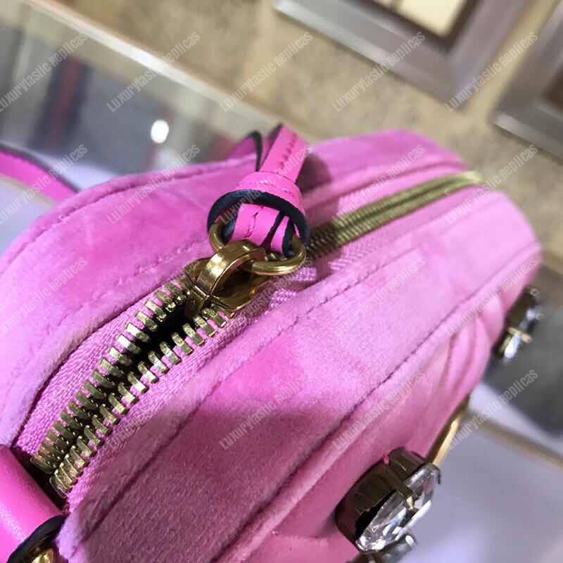 G*u*i gg marmont velvet small shoulder bag with crystals pink