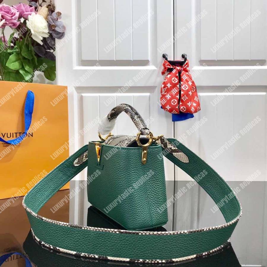 LV Capucines Mini Taurillon Python Emeraude