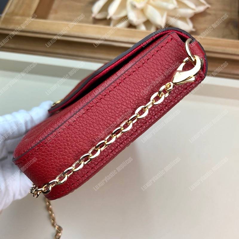 LV Pochette Felicie Monogram Empreinte Leather Cerise