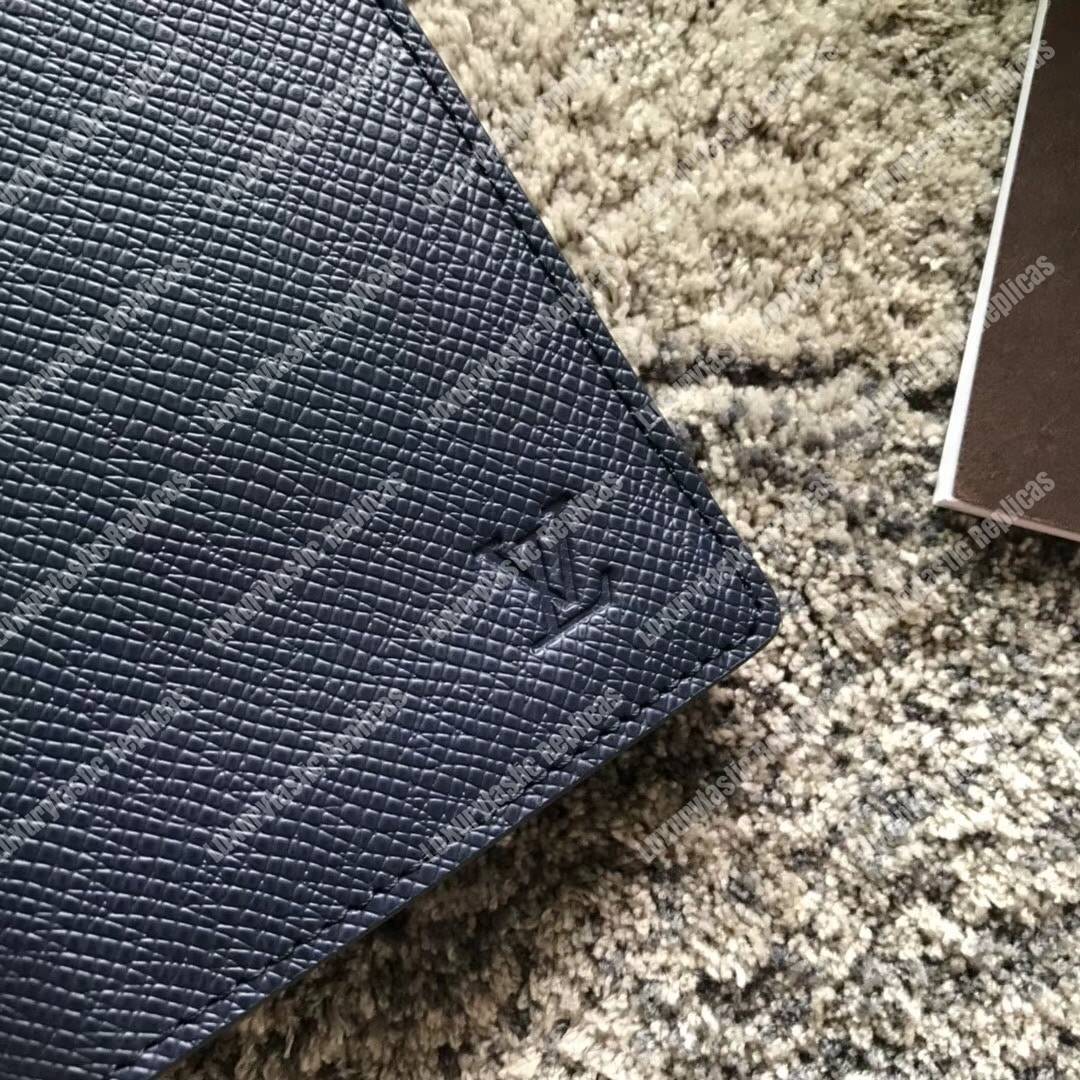 LV Brazza Wallet Taiga Leather Marine Light Blue