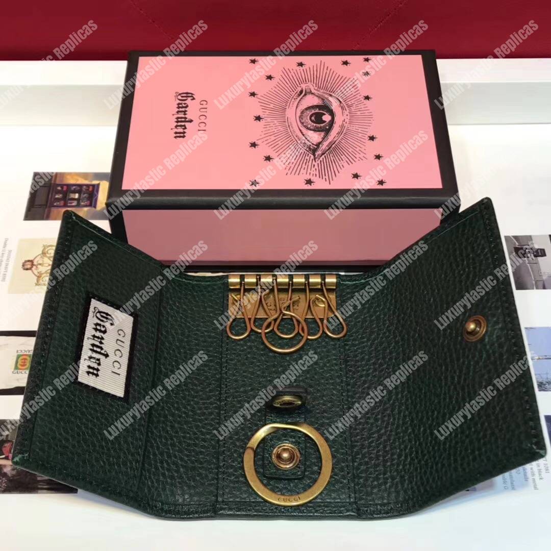 G*u*i garden leather key case green with bat