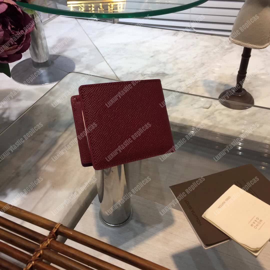 LV Multiple Wallet Taiga Leather Cherise