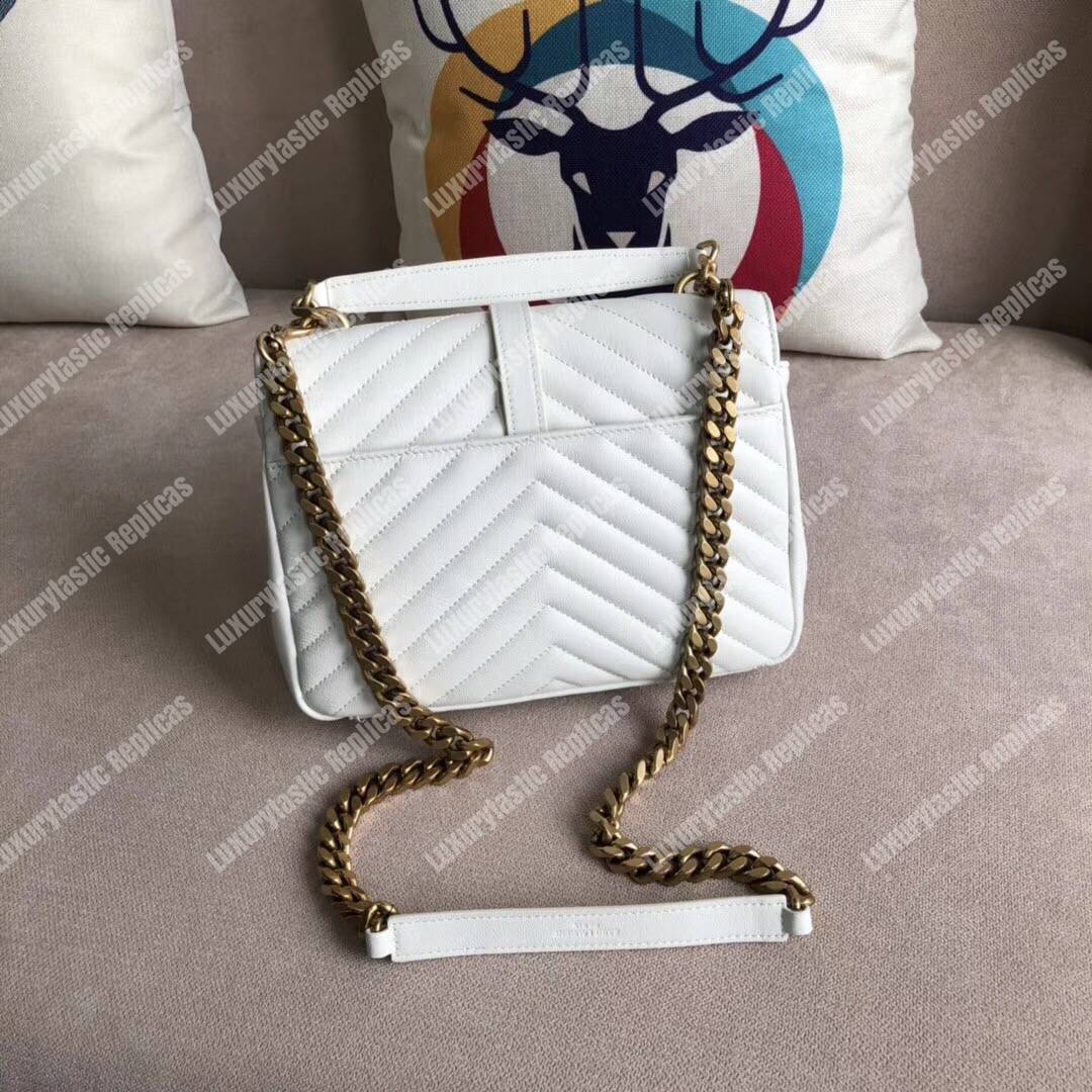 Saint Laurent College Medium In Quilted Leather Blanc Vintage