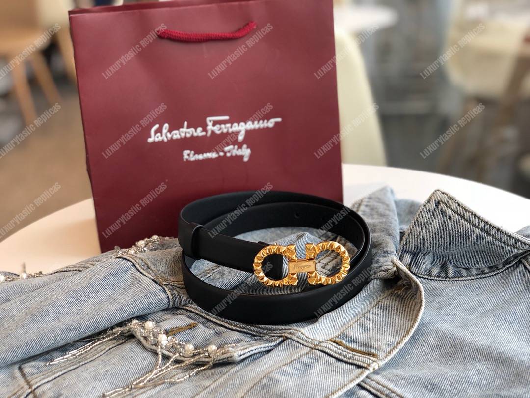 Salvatore Ferragamo Adjustable Gancini Belt Black