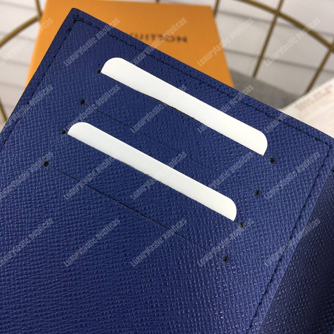 LV Passport Cover Taiga Monogram Cobalt