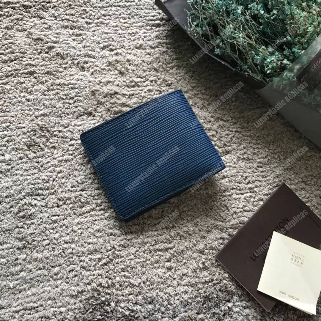 LV Multiple Wallet Epi Leather Bleu Azur Initial