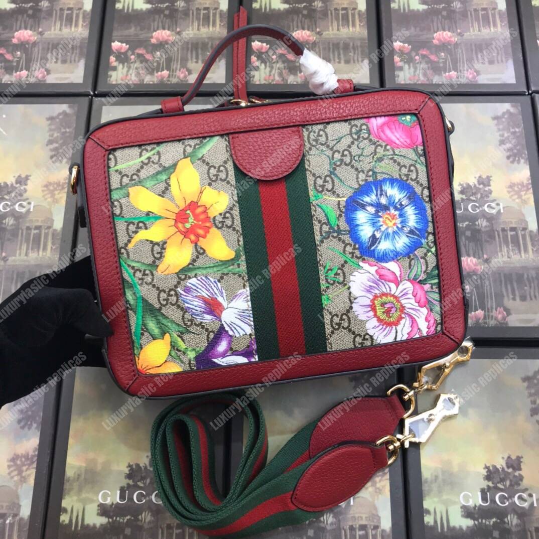 G*u*i ophidia gg flora small shoulder bag red