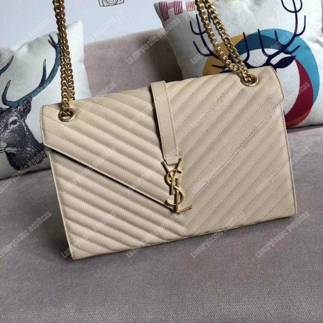 Saint Laurent Large Envelope Chain Bag Dark Beige