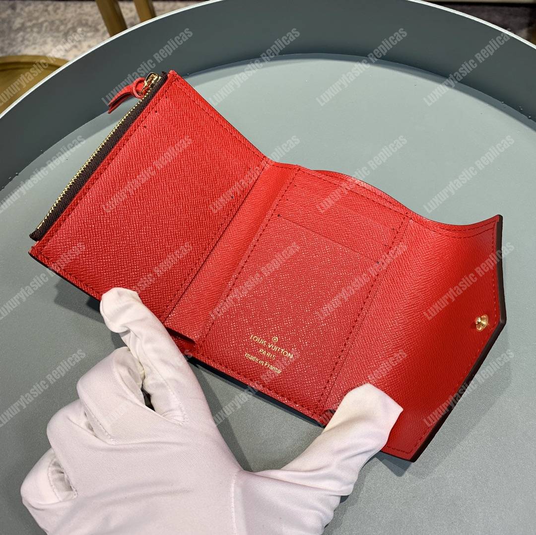 LV Victorine Wallet Damier Ebene Cerise Red