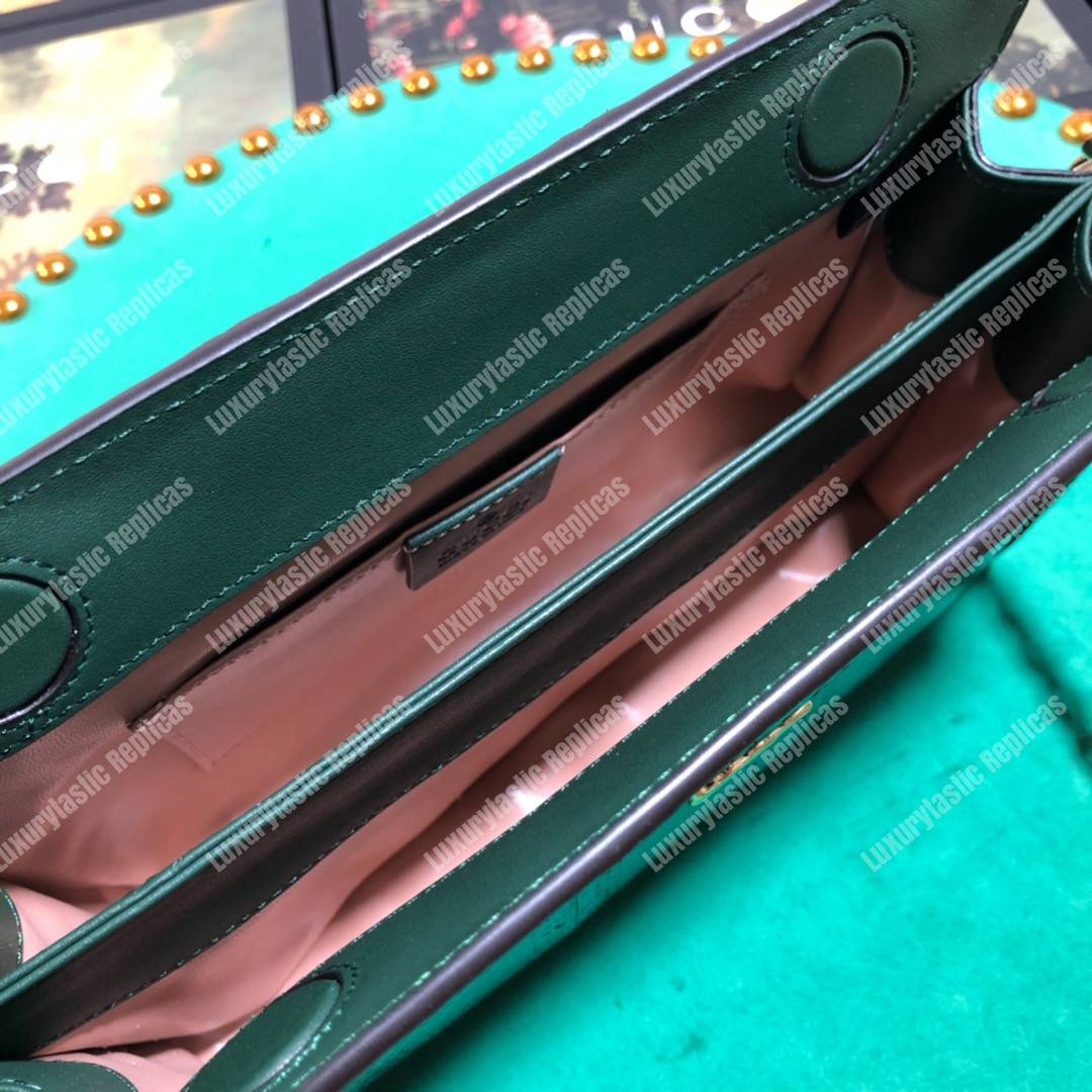 G*u*i ophidia small snakeskin shoulder bag emerald