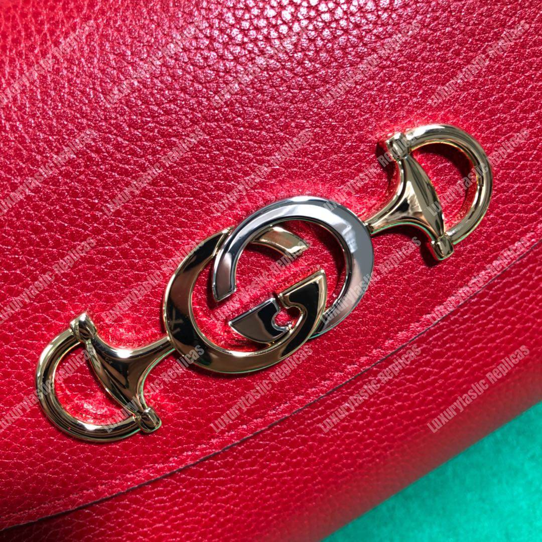 G*u*i zumi hibiscus red smooth leather small shoulder bag