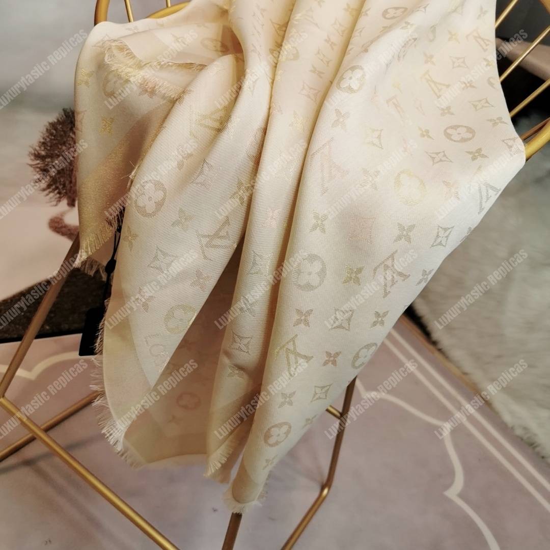 LV Monogram Shine Shawl White