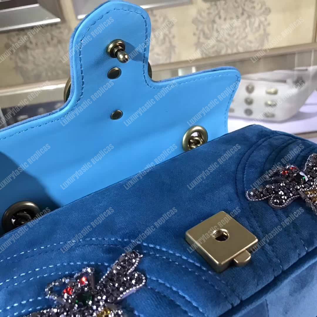 G*u*i gg marmont embroidered velvet mini bag bee