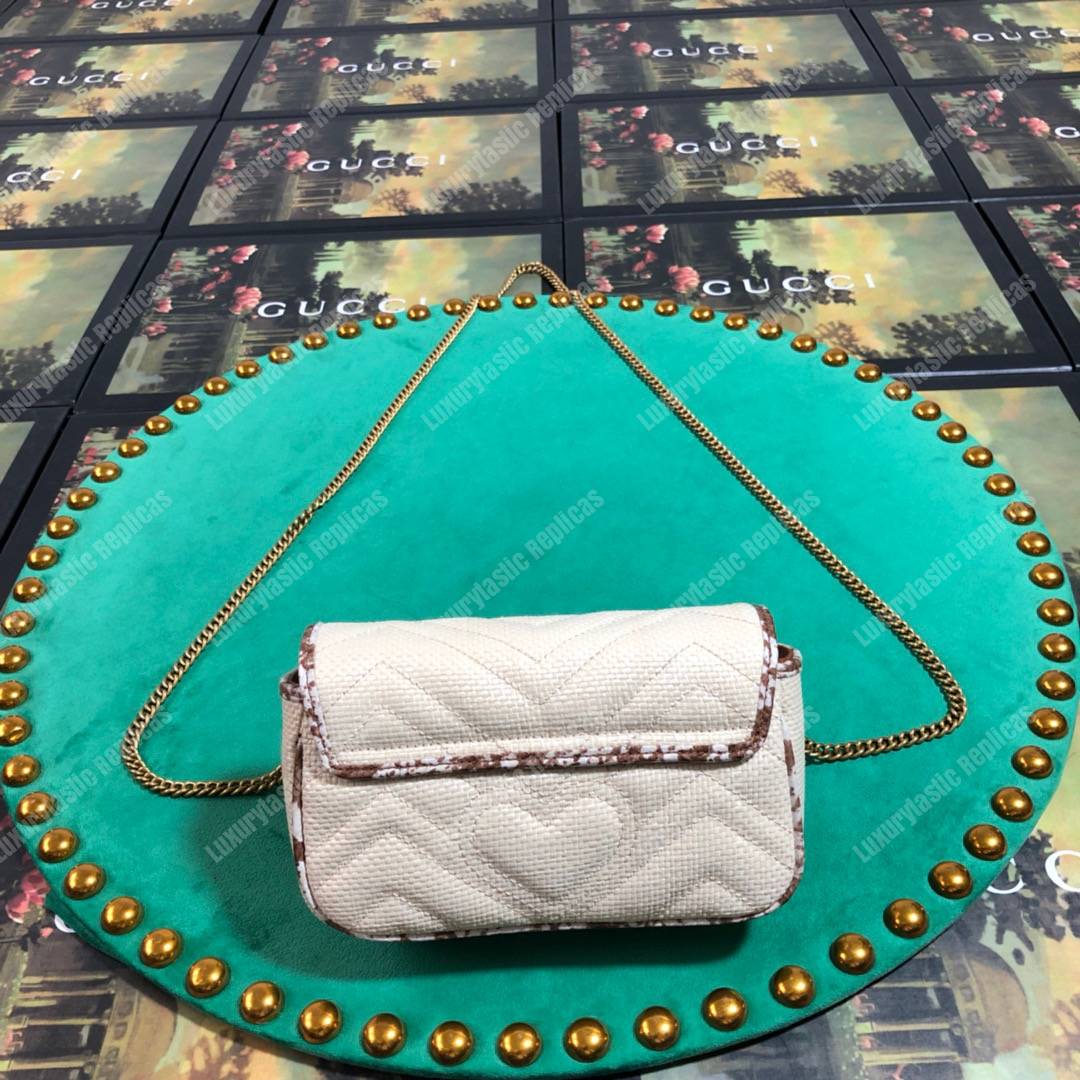 G*u*i gg marmont matelassé super mini bag cream snakeskin trim