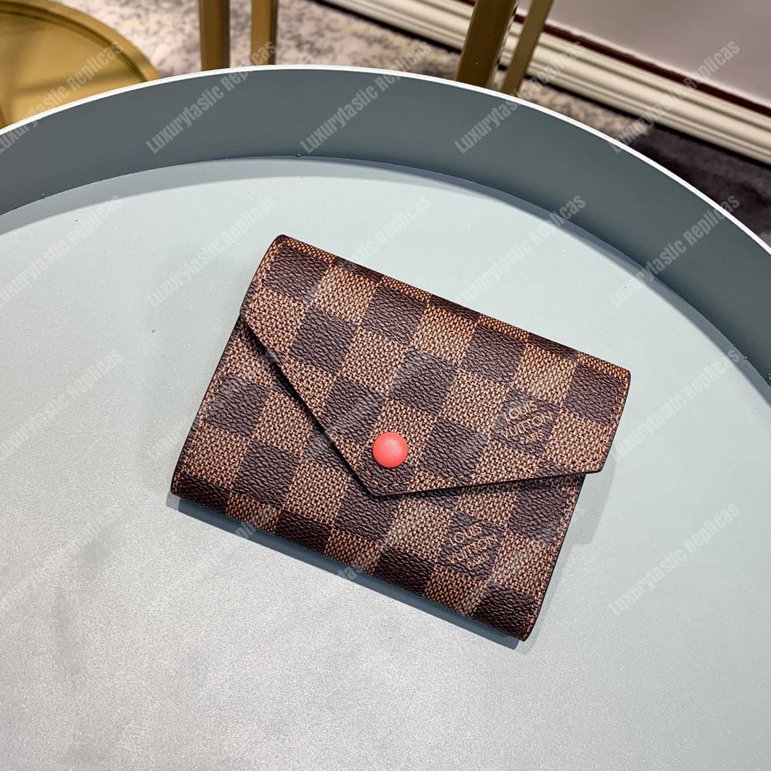 LV Victorine Wallet Damier Ebene Cerise Red