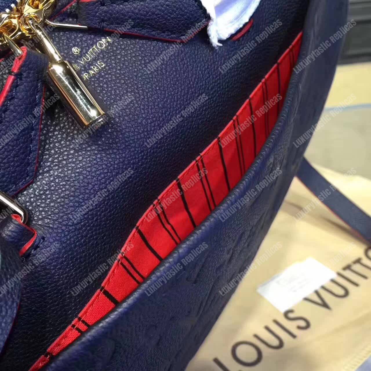 LV Speedy Bandouliere 30 Monogram Empreinte Leather Marine Rouge