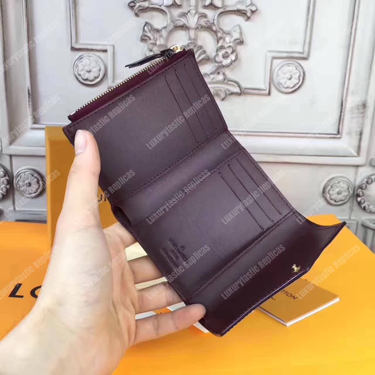 LV Victorie Wallet Monogram Vernis Leather Amarante