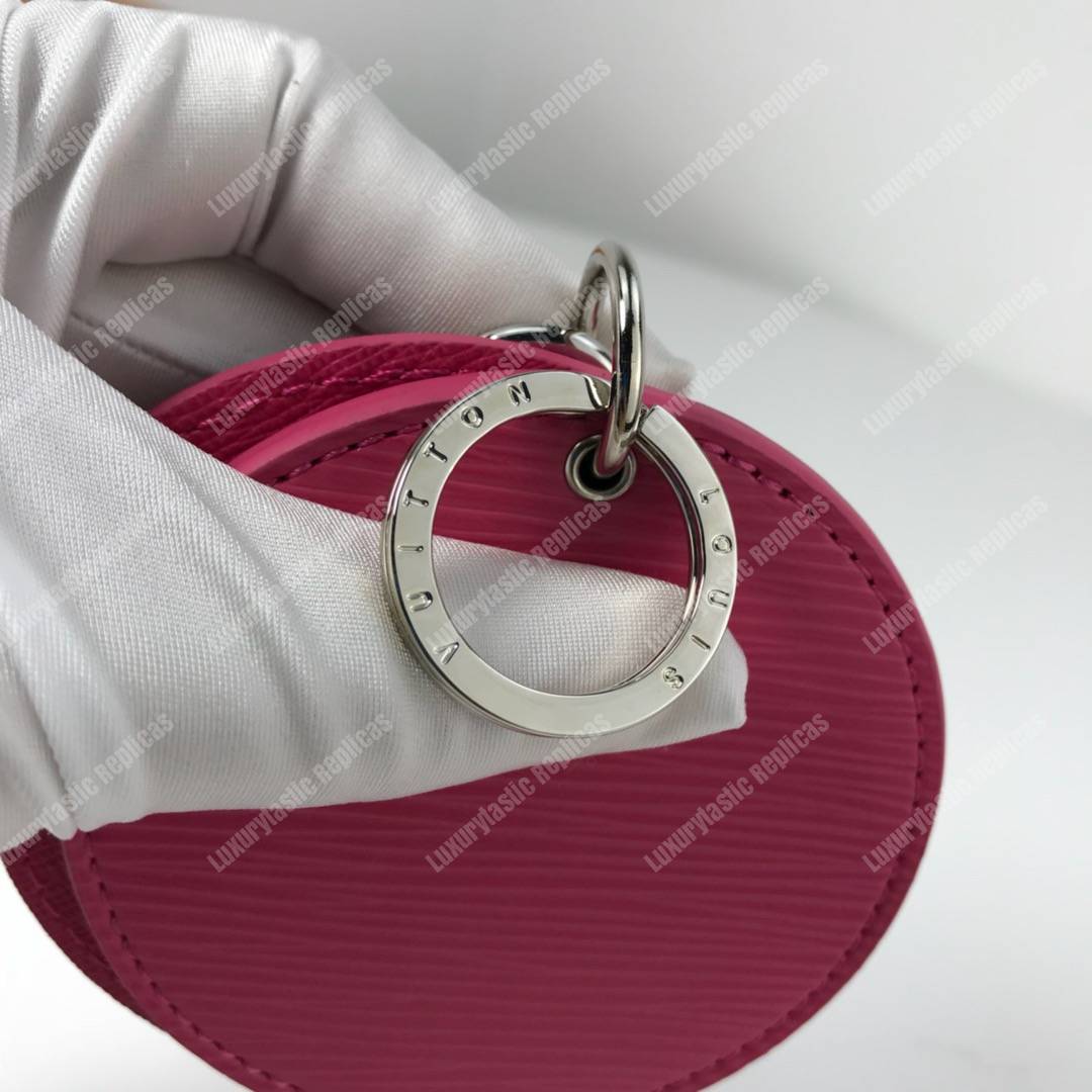 LV Mirror Bag Charm & Key Holder Epi Leather Fuchsia