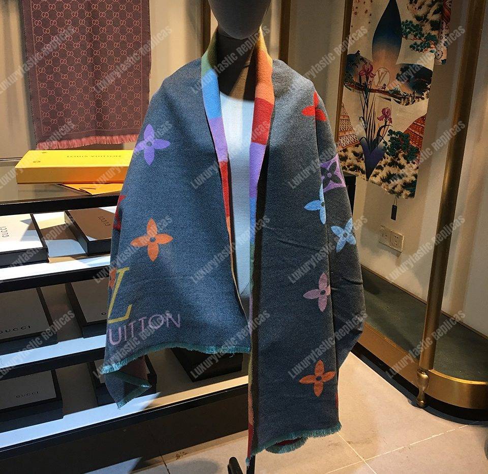LV Reykjavik Scarf Cashmere & Wool Grey Multicolor
