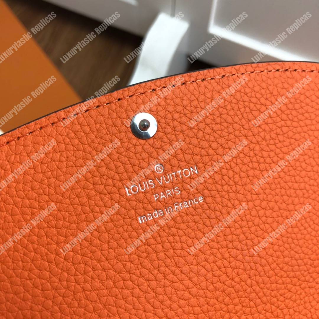 LV Iris Wallet Mahina Leather Bleu Horizon Pumpkin
