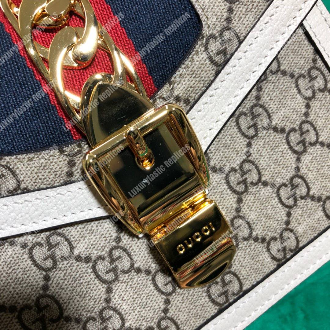 G*u*i sylvie gg sup*e canvas mini bag white