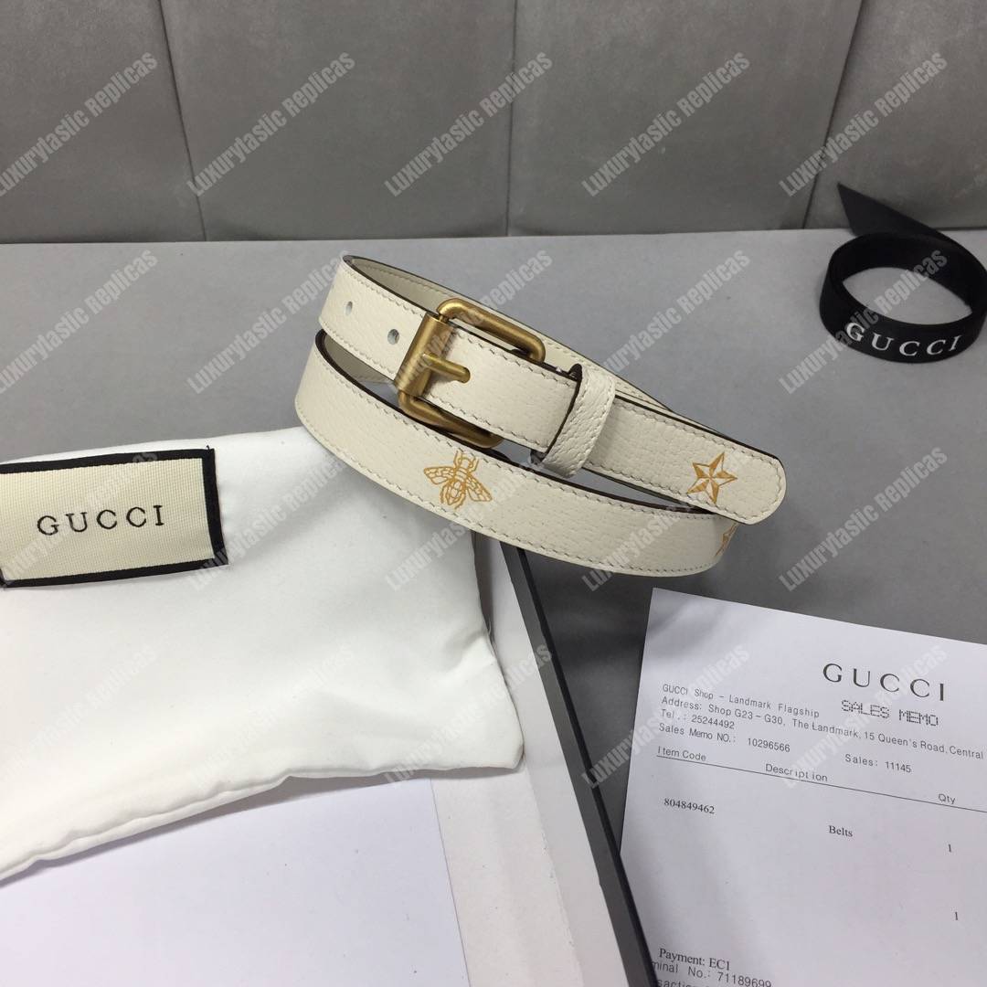 G*u*i belt with bees and stars print white