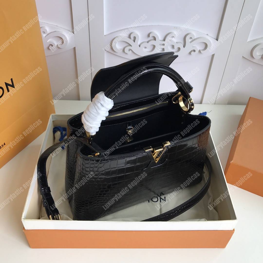 LV Capuccines PM Crocodilien Mat Noir