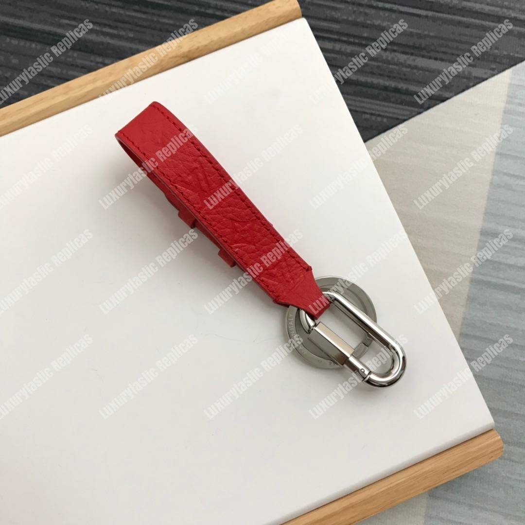 LV Harness Dragonne Bag Charm and Key Holder Taurillon leather Red