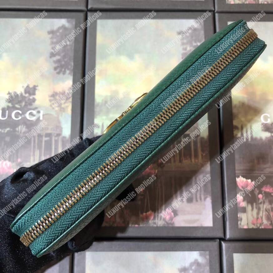 G*u*i garden leather zip around wallet green with butterfly