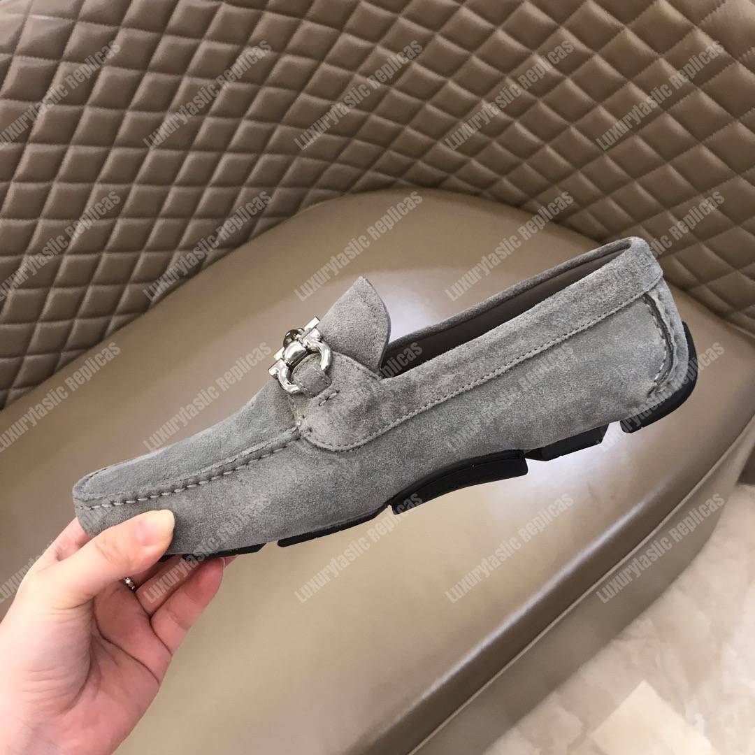 Salvatore Ferragamo Gancini Driving Shoe Gray