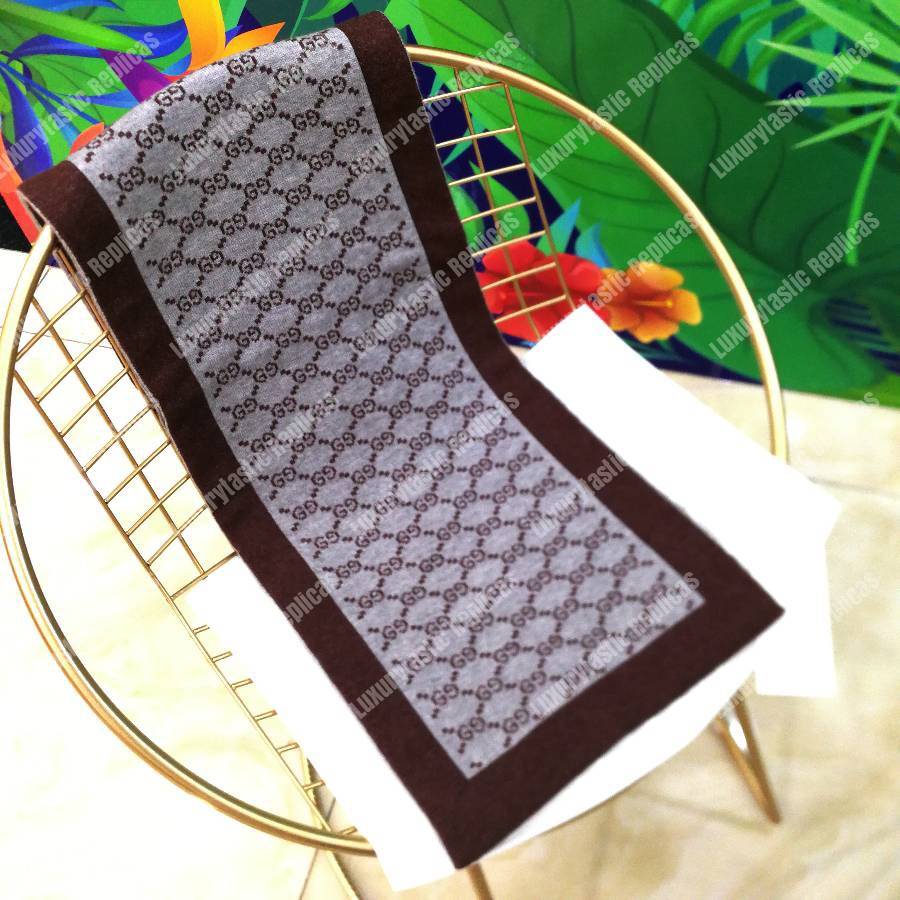 G*u*i monogram gg wool scarf grey burgundy