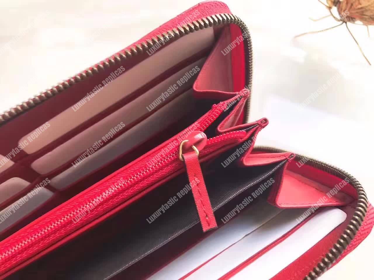 G*u*i gg marmont zip around wallet hibiscus red