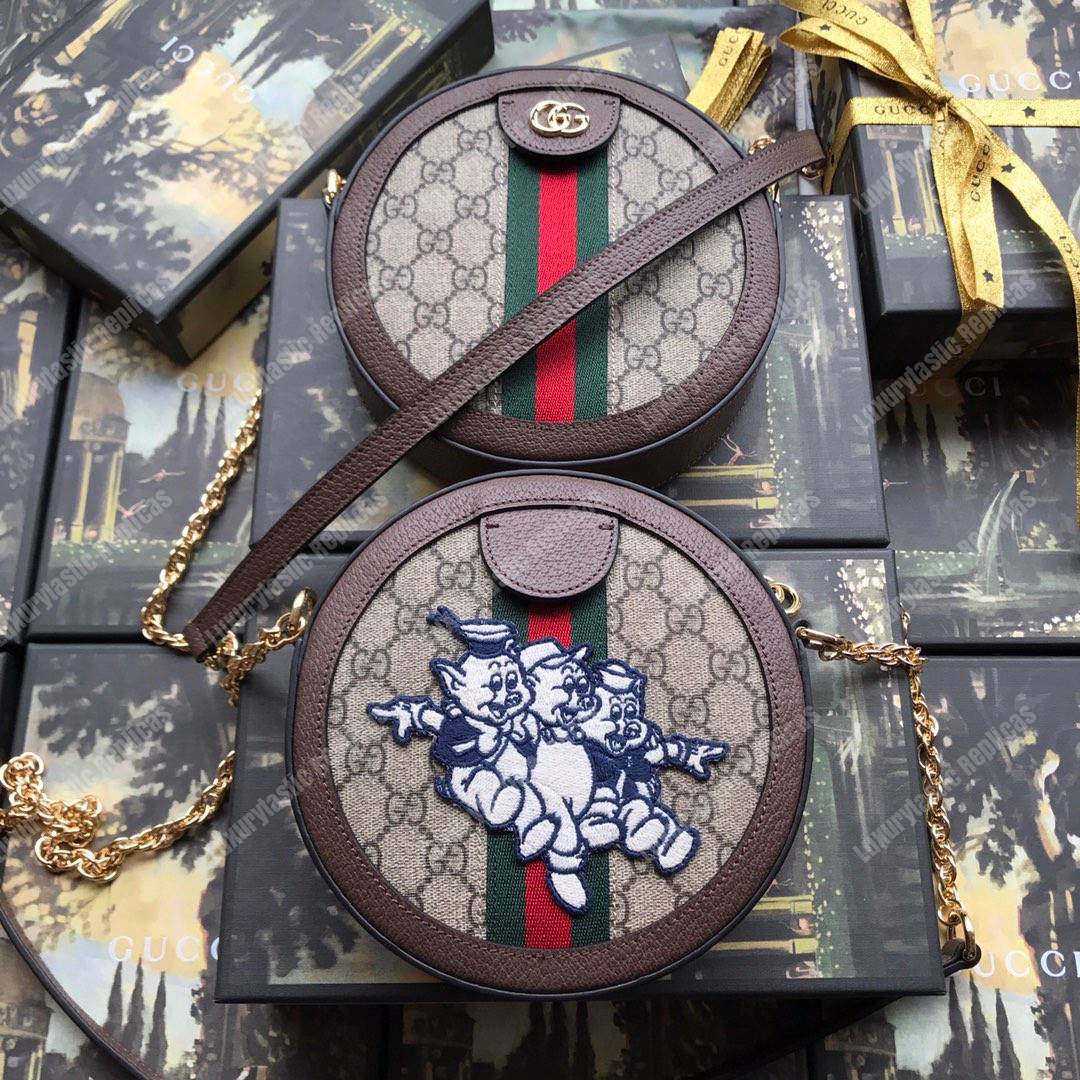 G*u*i mini ophidia gg round shoulder bag with three little pigs