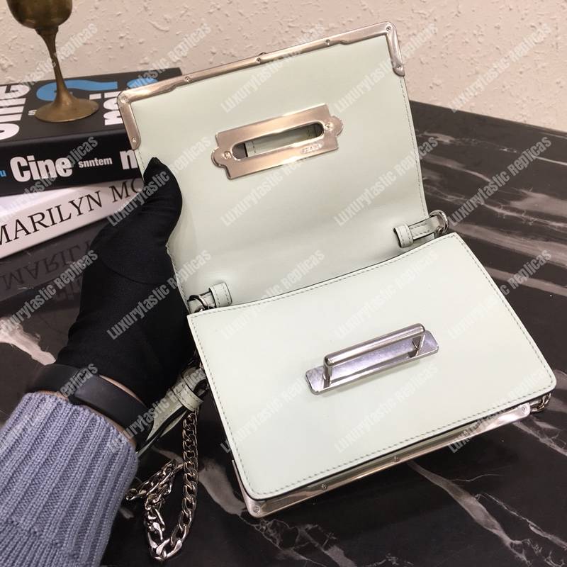 Pra*a cahier calf leather bag light green