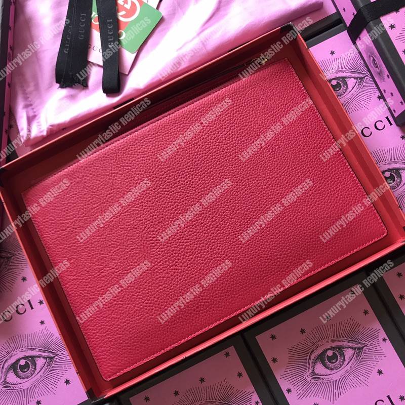 G*u*i leather pouch with butterfly red