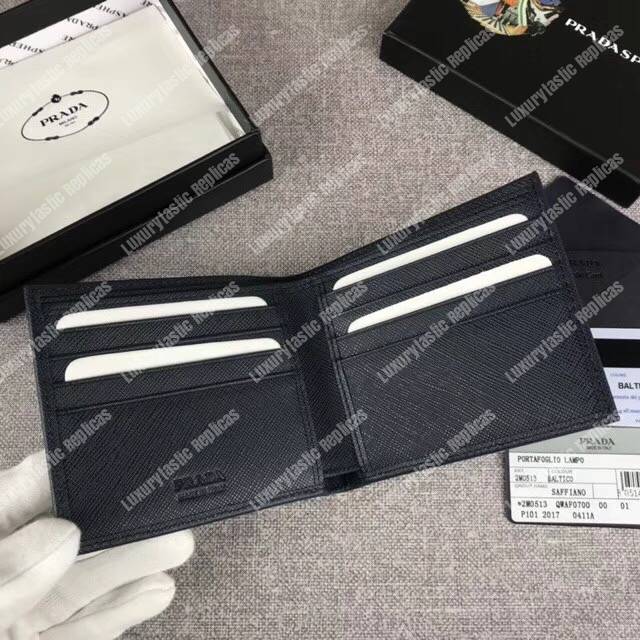 Pra*a saffiano leather wallet black