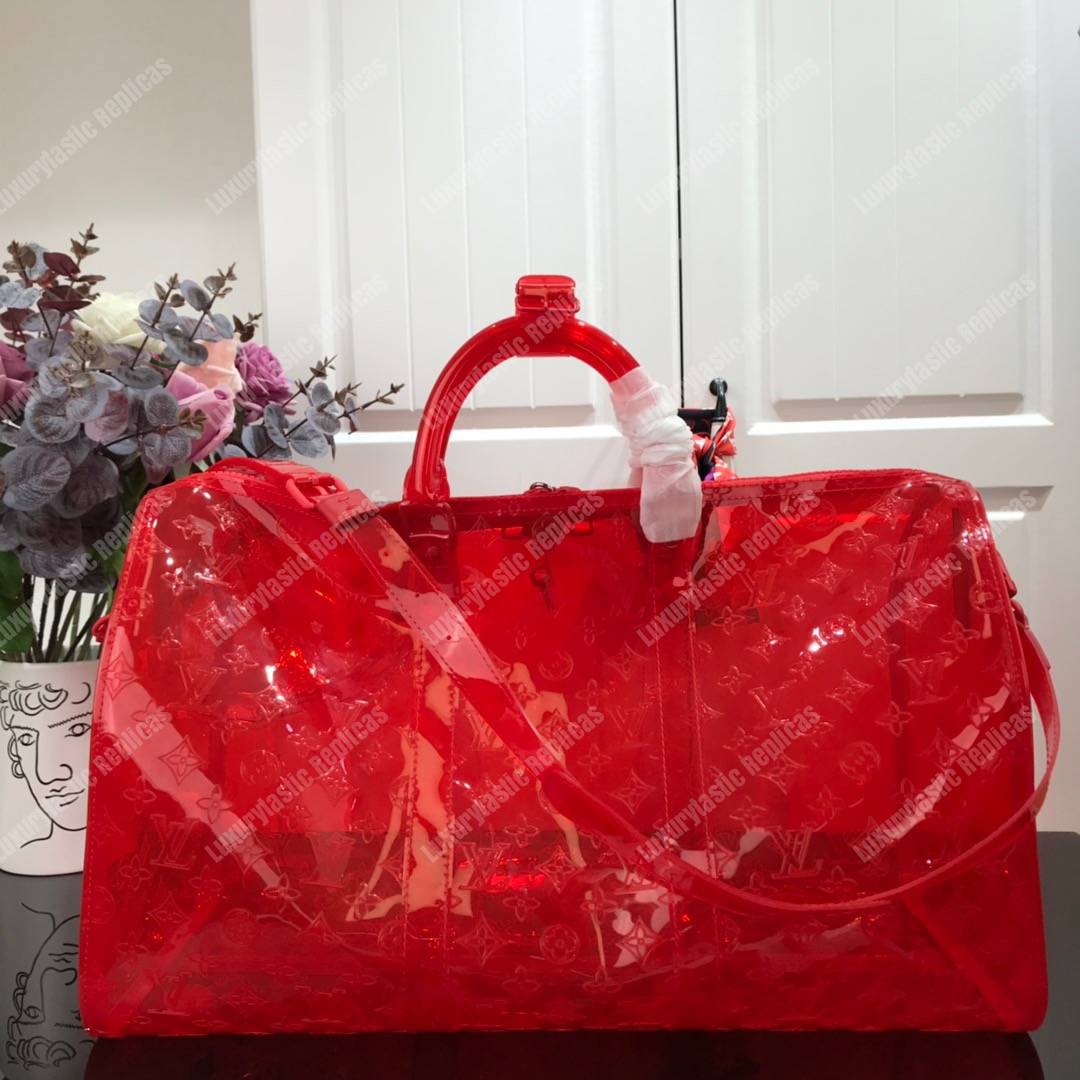 LV Keepall Bandouliere Monogram 50 Red PVC