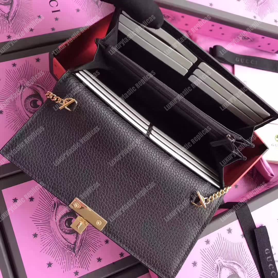 G*u*i padlock continental wallet black