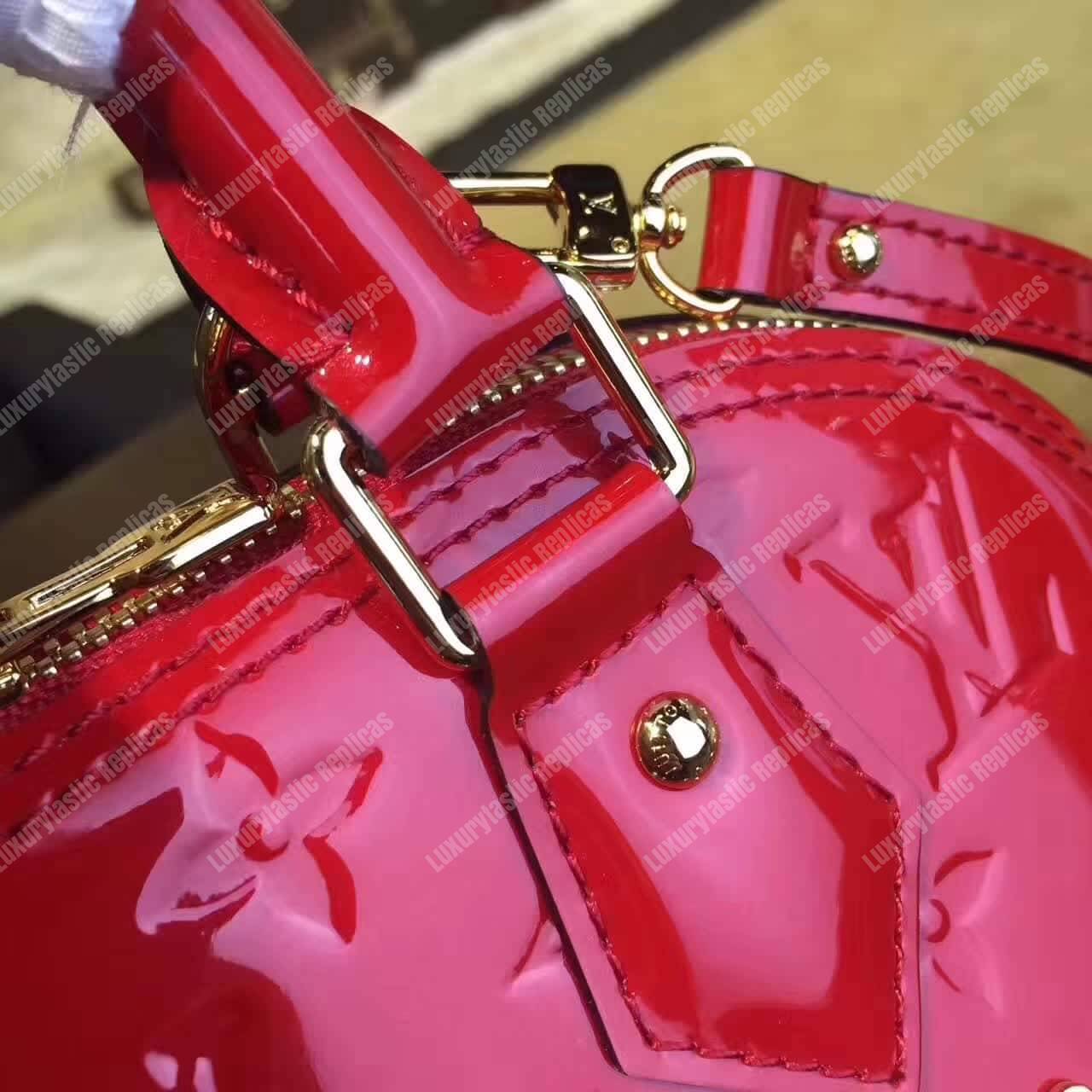 LV Alma BB Tote Bag Monogram Vernis Red