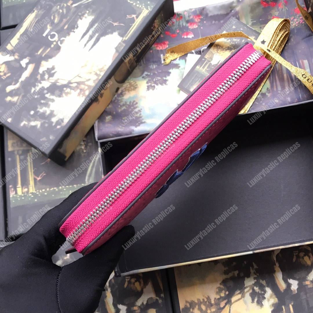 G*u*i fuchsia zip around wallet with ny yankees™ patch